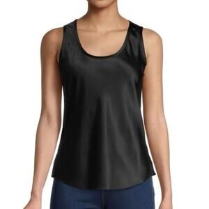 Veronica Beard Size 4 Sabrina Silk-Blend Black Relaxed Scooped Neck Tank Top